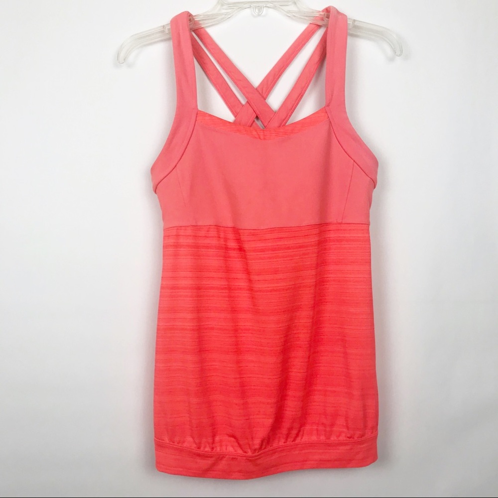 Athleta orange crisscross back athletic tank 427
